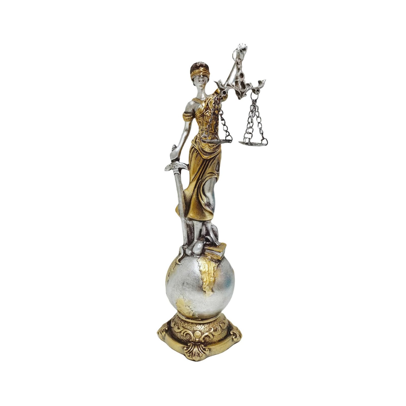 Uitndvyte Silver Elegant Resins Lady Justices Statue Blindfolded Law Lady Sculpture With Scale Fairness Figurine For Home Shelf Decors Fairness Symbol Figurine