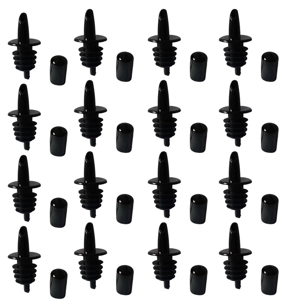 CTRLZS 50PCS Bottle Pourers Syrup Pourer Pour Spouts Plastic Liquor Bottle Pourers with Rubber Pourers Dust Cap Covers Easy to Use