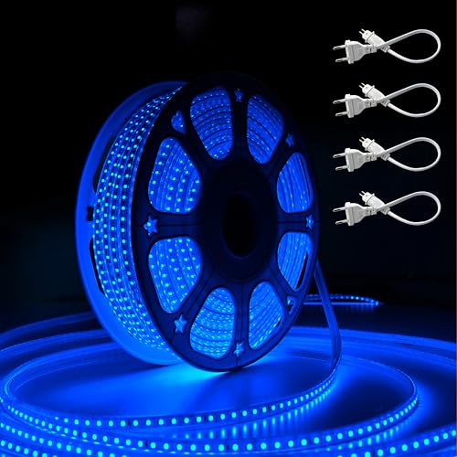 Image of Forus 40 Meter LED Rope Strip Light | Waterproof Outdoor Flexible Decorative Lighting | LED Neon Rope Light for Diwali, Christmas, Balcony, Ceiling & Home Decor, Blue 1Pc with 4 Connectors