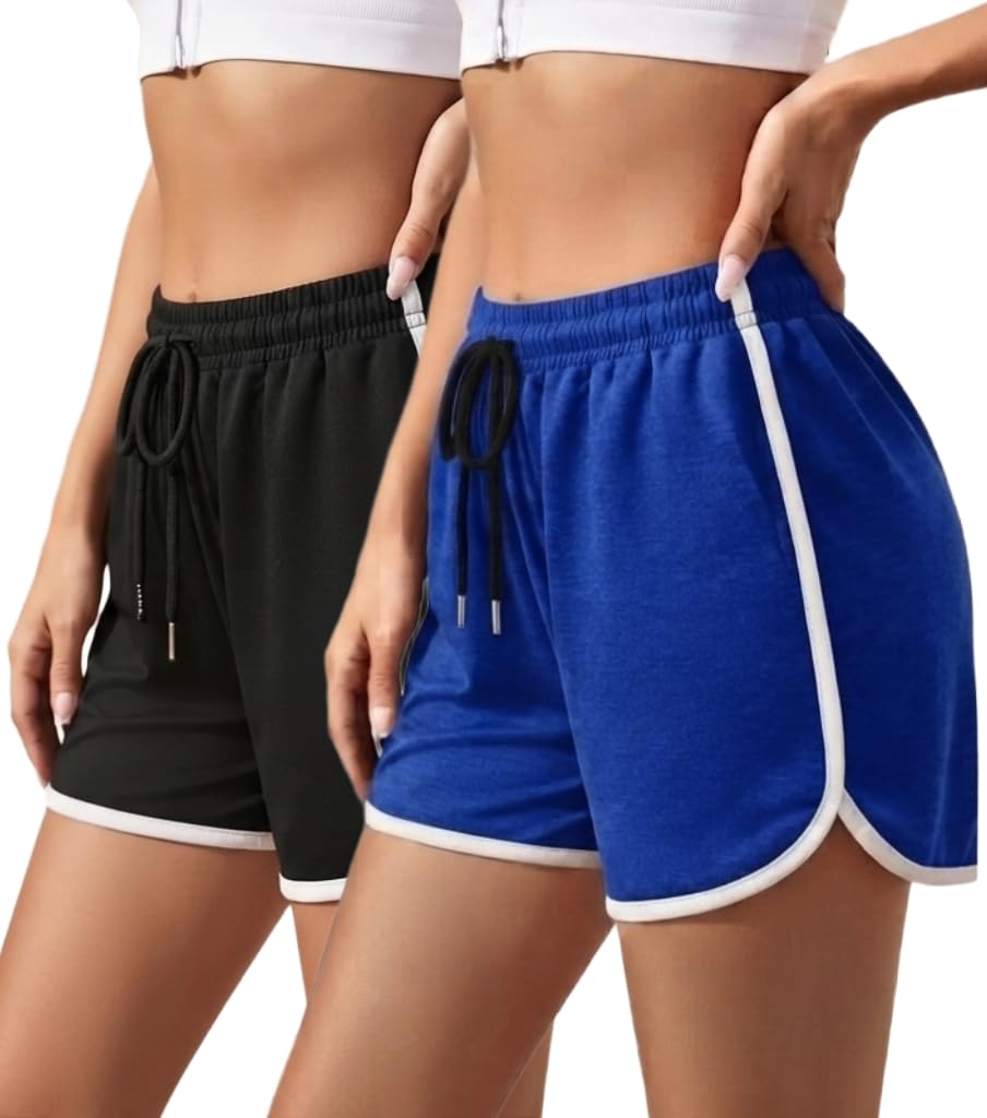 diaz Women's Cotton Shorts | Shorts for Women | Women's Gym Shorts | Running Shorts for Women | Workout Shorts | Yoga Shorts | High Waist Shorts | Elastic Waist Casual Shorts-Pack of 2-picture-23