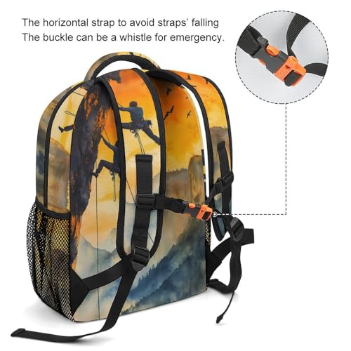 Rock Climbing Climber Mountains Travel Backpack Lightweight Shoulders Bag Laptop Daypack for Work Office3