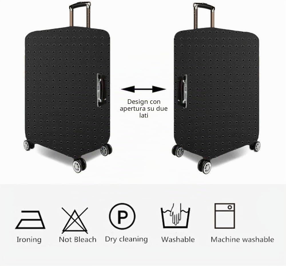 Copri Valigia, Elastico Cover Proteggi Valigia Anti-Polvere Trolley Stampato Protettiva Bagagli Cover - Copertura per Valigia-19-32 Pollici - Nero