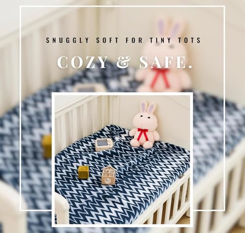 Image of VAS COLLECTIONS Ultra Soft Baby Blanket | Flannel + Sherpa | 2-Layer All-Season AC Sheet for Newborns (0-24 M) - Navy Blue