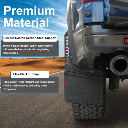Image of Heavy Duty Mud Flaps, All-Weather Splash Guards, Built for Tough Protection, Universal Fit for Trucks SUVs & Vans, Off-Road & Daily Driving, 4PCS Front & Rear (OEM Black Style)