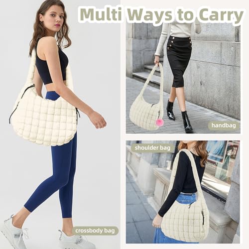 Image of Puffer Tote Bag for Women Handbag Nurse Bag with Cup Holder & Laptop Compartment & Trolley Sleeve for Work Travel