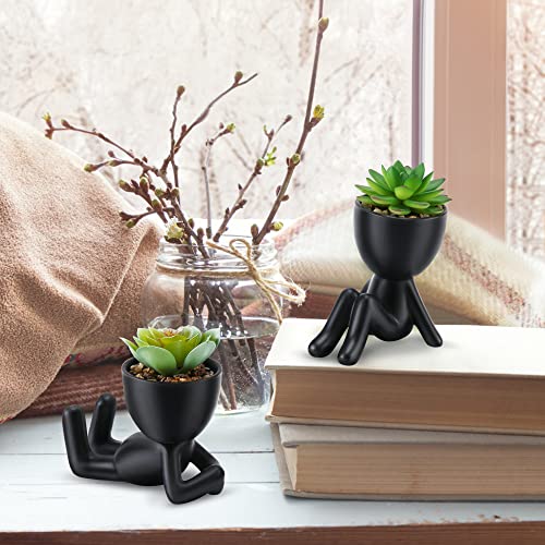 Fake-Succulent-Mini-Succulents-Plants-Artificial-in-Black-Modern-Human-Shaped-Ceramic-Pots-Desk-Decor-Desk-Plant-for-Office-Decor-for-Women-Cute-Fake-Plants-Bathroom-Decor-2PCS