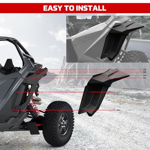 Image of Fender Flares for Polaris RZR PRO XP PRO R, Front & Rear Extended Full Coverage Mud Flaps Mud Guards for 2020-2024 Polaris RZR PRO XP XP4 /RZR PRO R Turbo R Accessories, Replace #2884685