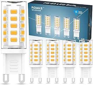 ROMKE G9 LED Bulbs, 3W 320lm Warm White 3000K, Equivalent to 28W 40W G9 Halogen Bulbs, No Flicker LED G9 Bulbs, Energy Saving G9 Light Bulb, Non Dimmable, 220-240V AC, Pack of 5