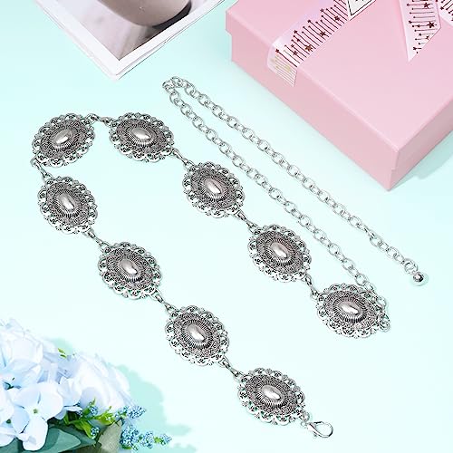 Western Oval Concho Chain Belt for Women Metal Waist Chain Belt for Dresses Jeans Western Cowgirl4