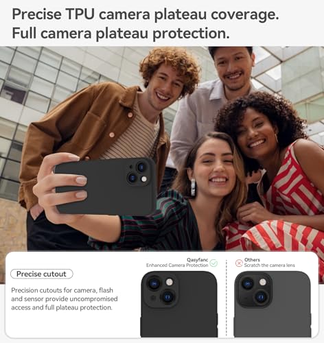 Qasyfanc Coque pour iPhone avec 2 Pieces Verres Trempés, TPU Étui en Silicone avec Doublure en Microfibre Souple,Étui Protection Antichoc Complète Cover pour iPhone 13, Noir – vue 5