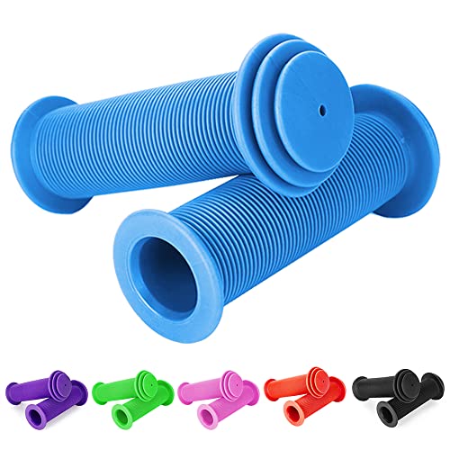 Kids Bicycle Grips - 105mm Handlebar Grips with Mushroom Pattern for Kids Bike Balance Bike Kick Scooter (Blue)