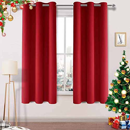 DWCN Christmas Decorative Red Curtains for Living Room Blackout Thermal Insulated Eyelet Bedroom Curtains 46 x 72 Inch 2 Panels