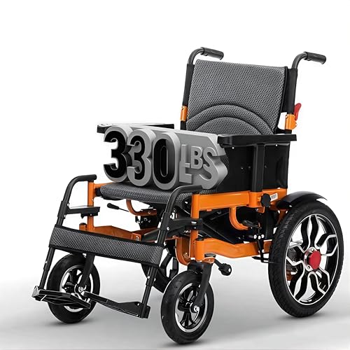 Foldable Electric Wheelchairs for Adults and Seniors, 20" Widened Durable Motorized Wheelchair All-Terrain Power Wheelchair with 500W Motor for Indoor & Outdoor Mobility, Airline Approved (Orange)