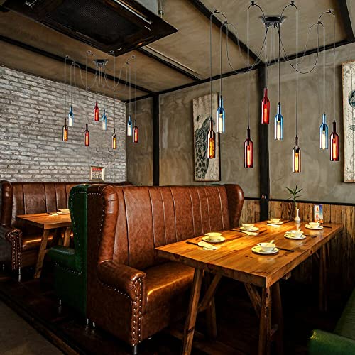 Flhonudi 8-Light Creative Glass Bottle Chandelier Pendant Ceiling Lamp Vintage Chandelier Light Fixture Wine Bottle Pendant Light Art Decor Adjustable Height For Island, Restaurant, Loft, Bar, Shop #TOP3