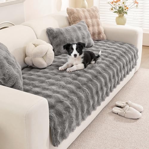 Royhom Housse de Canapé Épais Peluche, Protege Canape Cuir Anti-dérapant, Housse Canape d'angle, Doux Couverture pour Canapé, Tapis, Rebord de Fenêtre...