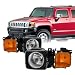 Hummer H3 | H3T Black Amber Headlights Head Lamps Driver Left + Passenger Right Side Replacement Set