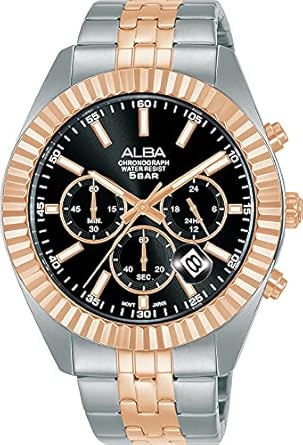 ALBA Stainless Steel Analog Black Dial Men Watch-At3H12X1, Silver Band