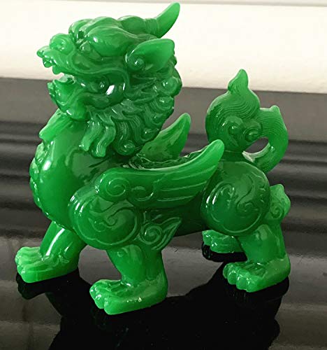 Figura Decorativa Feng Shui Pi Yao Verde Jade miniatura 5