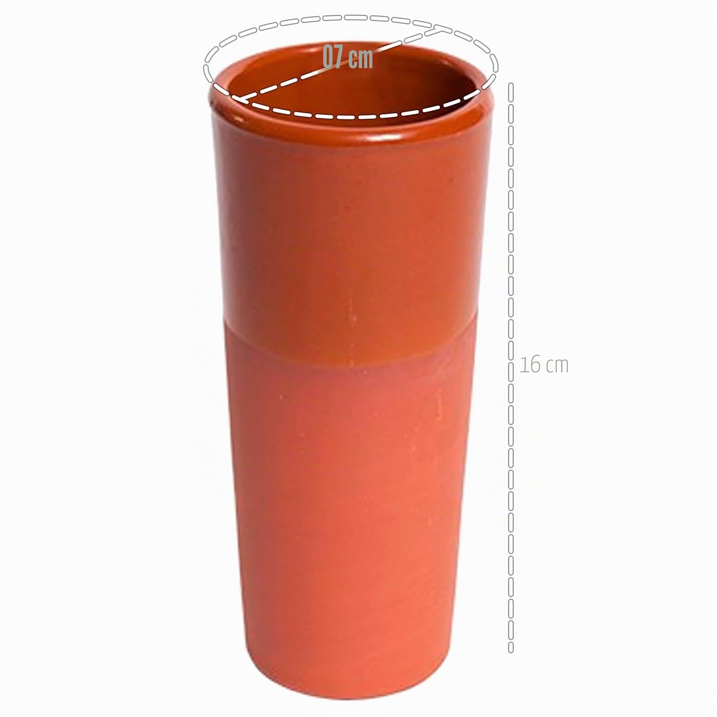 Acan Tradineur - Pack de 12 Vasos de tubo de barro - Diseño Tradicional y Artesanal - Ideal para servir vino, licores para celebraciones y fiestas - Color Marrón - Ø 7 x 16 cm - 330 ml