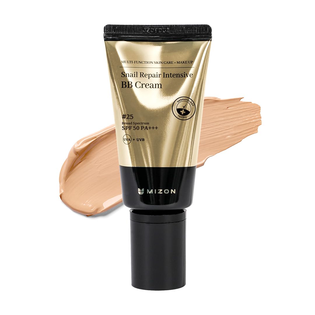 [MIZON] SNAIL REPAIR INTENSIVE BB CREAM SPF 50 (#25 NATURAL BEIGE) Koreanische Hautpflege - Volle Deckkraft Makelloses Finish - Anti-Aging & Aufhellend - Parfümfrei - Ölfrei für Alle Hauttypen