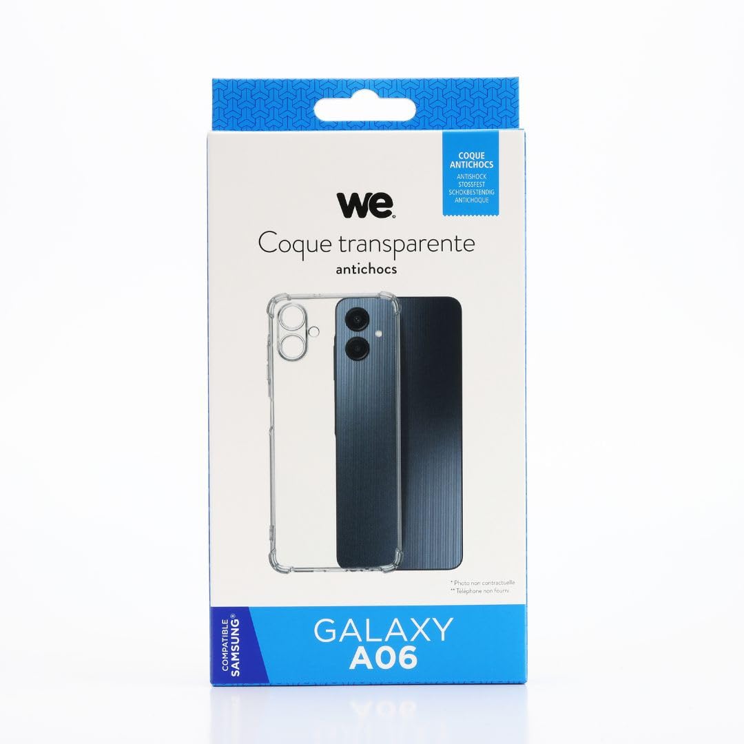 WE Custodia protettiva trasparente a 4 angoli rinforzati, antiurto, ultra resistente, semi-rigida, compatibile con Galaxy A06