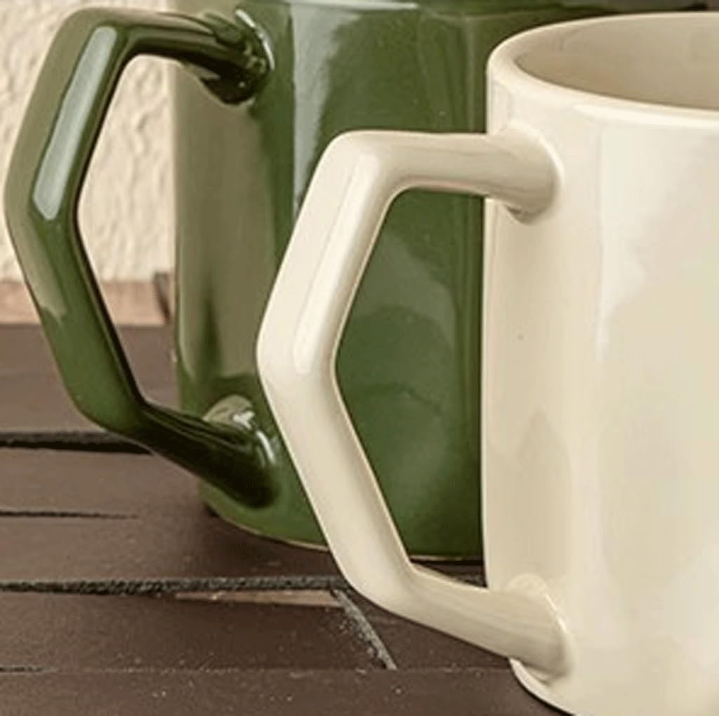 ENGENDER Tazas Cafe Taza Retro con Espejo Y Patrón De Diamantes, Taza De Café, Taza De Cerámica De Nicho Mug Cups(A)