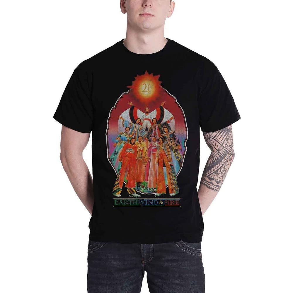 Earth Wind & Fire Men's Let's Groove (Back Print) Slim Fit T-Shirt X-Large Black