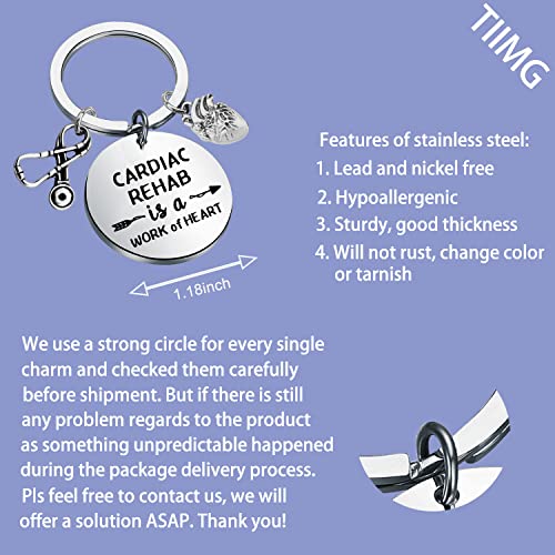 TIIMG Cardiac Rehab Nurse Gift Cardiac Rehab is A Work of Heart Keychain Nursing School Grad Gift2