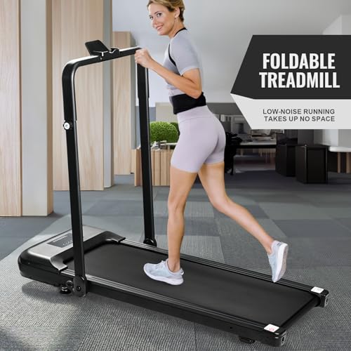 Image of Treadmills for Home Folding Electric Treadmill Portable Treadmills Walking Running Exercise Machine with Multiple Led Display Home & Office Workout Cardio Fitness Machine Black Handdrills