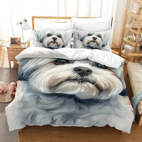Housse de couette imprimé 3D chien sisch en microfibre super douce