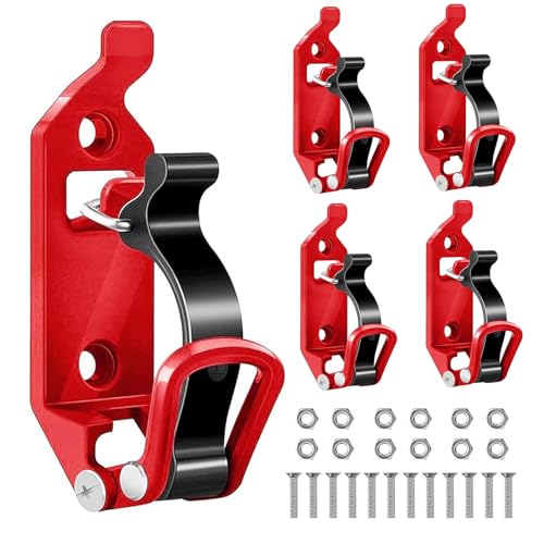 4 Stück Schaufelhalterung für Dachträger, Dachträger Zubehör, Wandmontagehalterungen Klemmmontagesatz,für Offroad Dachträger, Spatenhalter Axthalter, Besenhalterung Wand, Gartengerätehalter（Rot）