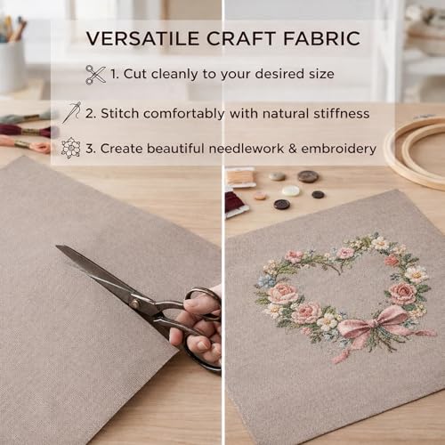 Image of Essentials By Leisure Arts Aida Cloth 18 Count, 15 inchx18 inch, Taupe Cotton Cross Stitch Fabric, 12 pc, Even-Weave Mesh for Embroidery, Needlepoint & Needlework Projects