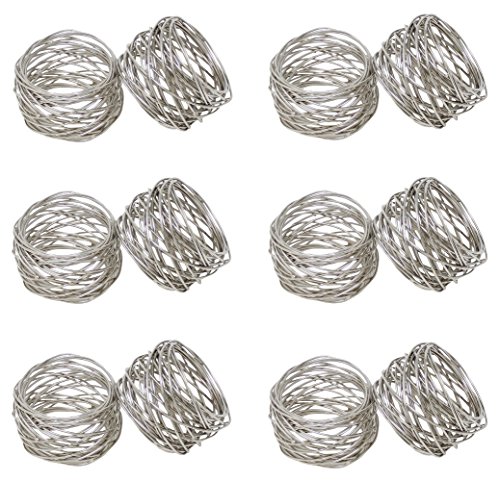 Image of SKAVIJ Handmade Twisted Wire Mesh Napkin Rings Holders Decor Dinner Party Wedding Thanksgiving Christmas Gathering (Silver 100pcs)