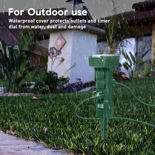 image for Brightown Outdoor Power Stake Timer, 24 Hour Light Timers with Remote 