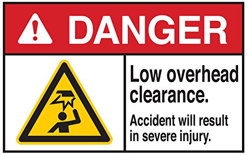 Panneau de signalisation Danger Low Overhead Clearance Brady 144008 en polyester pour bâtiment