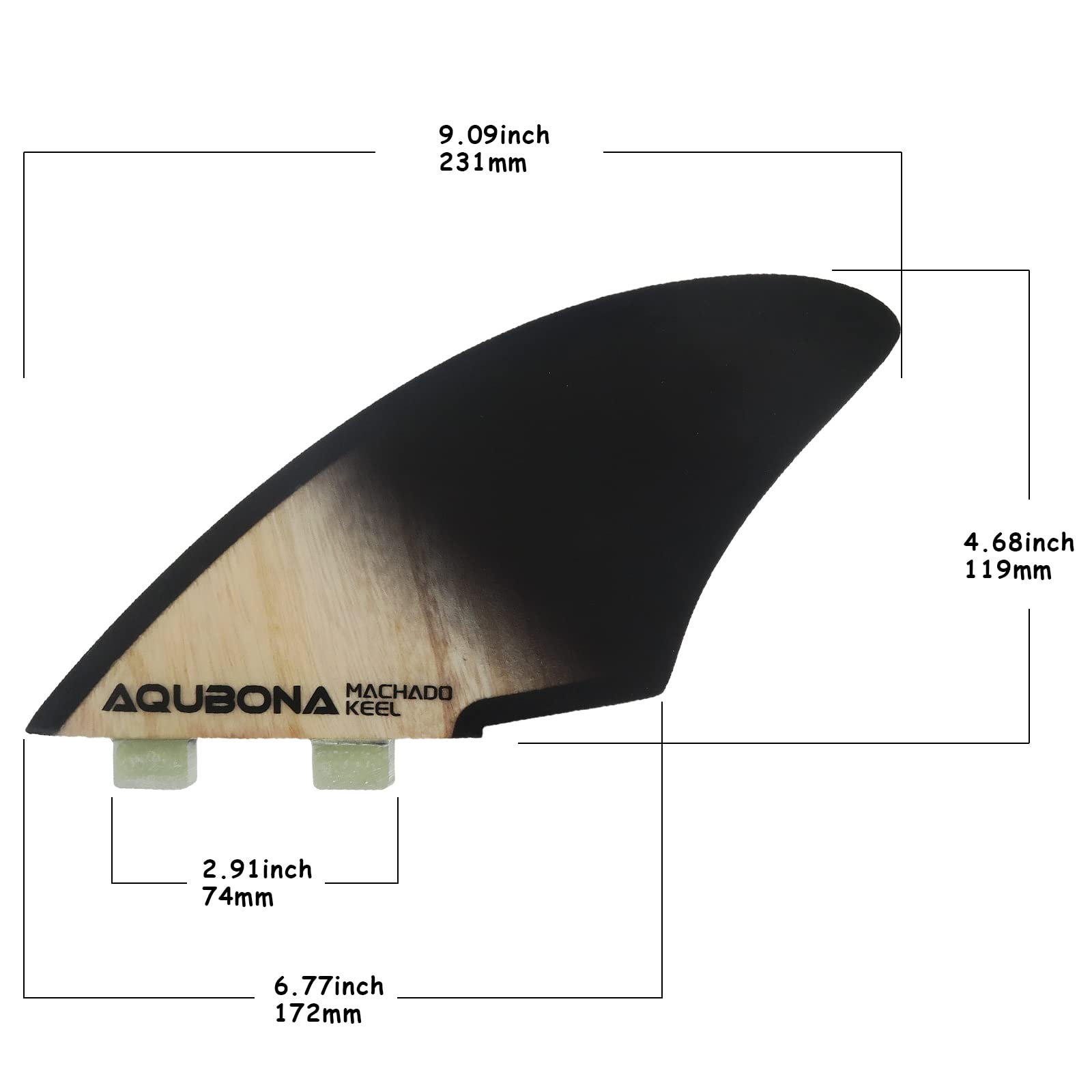 AQUBONA Futures Twin Keel Fins， Double Tabs Fins Surfboard