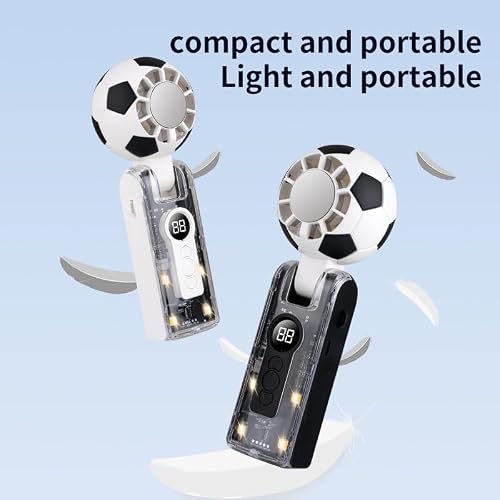 Coaptop Ventilateur turbo portable avec refroidissement à glace, éclairage LED à 4 niveaux, pliable à 180 °, puissant, 5 vitesses, pour les fans de football avec refroidissement Air-Turbo-Tech (noir) – vue 8