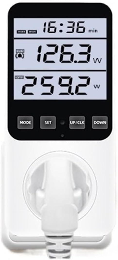 220V/120V AC Digital Power Meter Wattmeter Socket(W-backlight,EU)