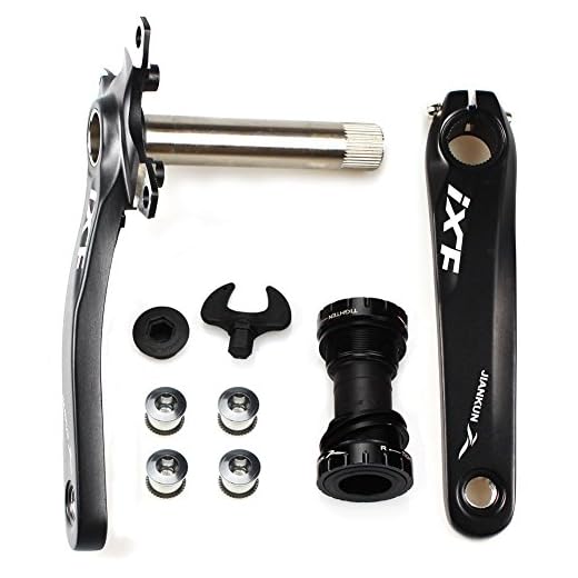 CYSKY Bike Crank Arm Set Mountain Bike Crank Arm Set 170mm 104 BCD with Bottom Bracket Kit and Chainring Bolts for MTB BMX Road Bicyle, Compatible with Shimano, FSA, Gaint (Black)