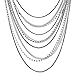 COOLSTEELANDBEYOND Black Silver Waterfall Multi-Strand Long Layered Chains Statement Collar Necklace with Rhinestones