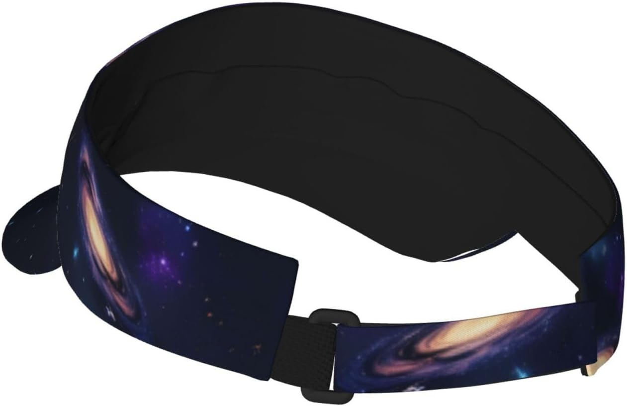 Galaxy in The Universe Print Sports Sun Visor Hats,Adjustable Sun Caps for Men Women Adults Lightweight Black