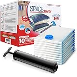 10 Pack Jumbo Vacuum Storage Bags for Comforters, Blankets & Clothes – Jumbo Vacuum Sealed Compression Bags with Hand Pump – Space Saver Storage Bags for Bedding, Moving, Travel & Organization