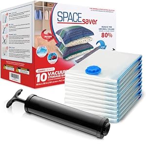 Spacesaver Vacuum Storage Bags with Hand Pump, Jumbo, 10 Pack