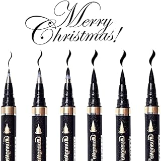 Calligraphy Pens,6 Pack Caligraphy Beginners set Caligraphy Pens for Writing, for Beginners Writing, Sketching, Illustration, Refillable Black Brush Marker Pens,Black Pen Art Writing pens,4 Sizes (A)