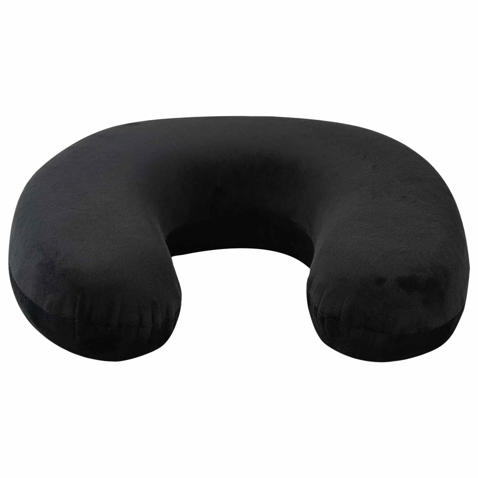 Mangloder Almohada de Viaje para Cuello Negro Almohada Ergonómica para el Cuello con Espuma viscoelástica y Funda de Terciopelo Transpirable Lavable Portátil 27x27x8cm para Coche Tren Avión y Hogar