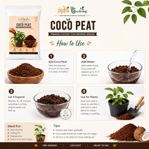 Image of Coco Peat 5kg Organic Coconut Coir Growing Medium | Low EC, Pre-Washed, Loose Texture, For Hydroponics, For Plants & Gardening