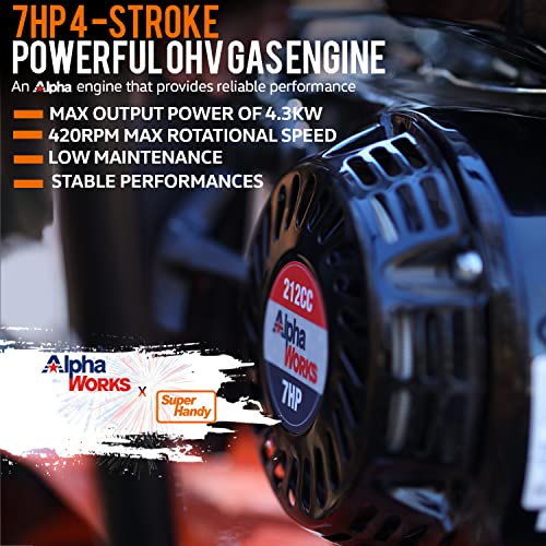 Superhandy Walk Behind Leaf Blower, Wheeled Manual-Propelled, 7Hp 212Cc, 4 Stroke, Wind Force Of 200 Mph / 2000 Cfm At 3600Rpm #TOP3