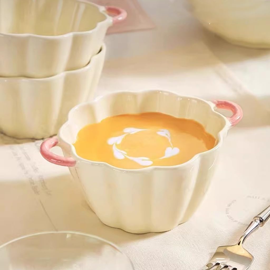 Miski na zupę, zestaw 2 misek płatki zbożowe, 500 ml ceramiczna miska sałatkę z podwójnym uchwytem Biała śniadanie, makaron, owsiane