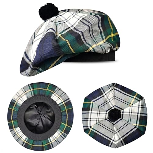 Scottish Hat Tam o Shanter Scottish Bonnet Tartan hat Acrylic Wool with Pompom (US, Alpha, One Size...
