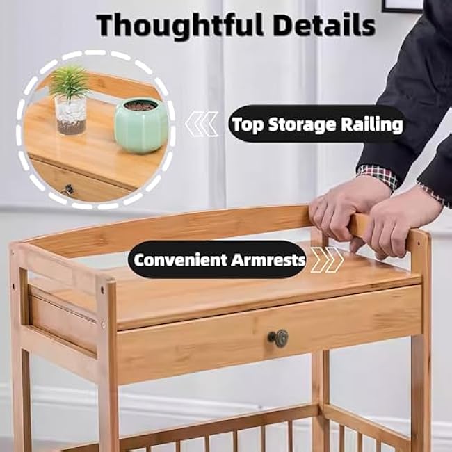 Kitchen Carts on Wheels with Storage, Rolling Storage Cart with Handles, Lockable Wheels, Top Drawer, Utility Carts on Wheels Microwave Stand for Kitchen, Living Room-hoQIwDeD